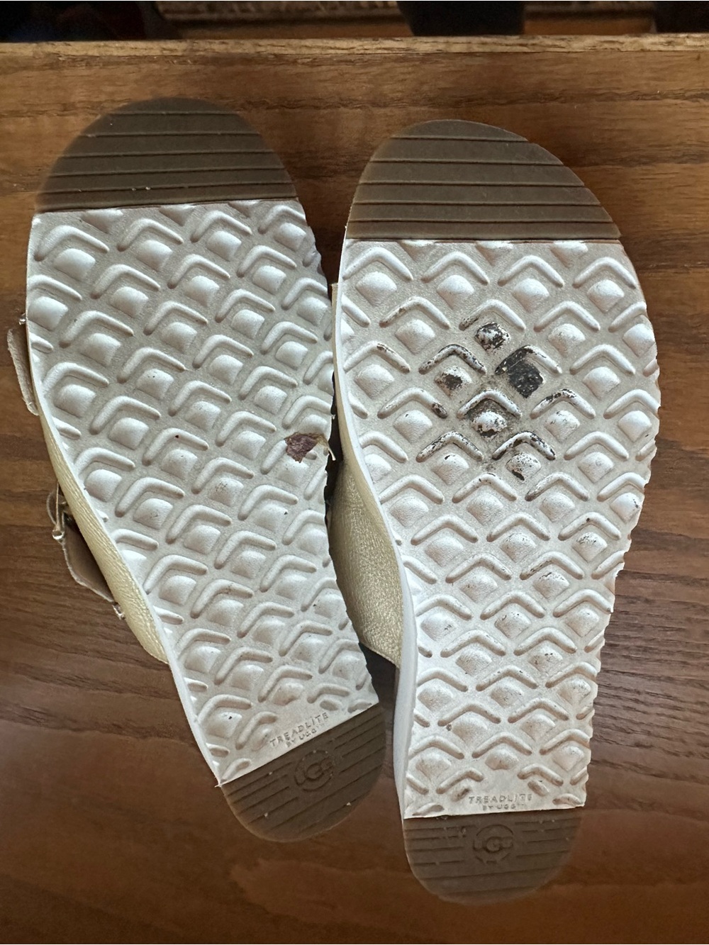 UGG Metallic Gold Double-Buckle Slide Sandals - Picture 3 of 3